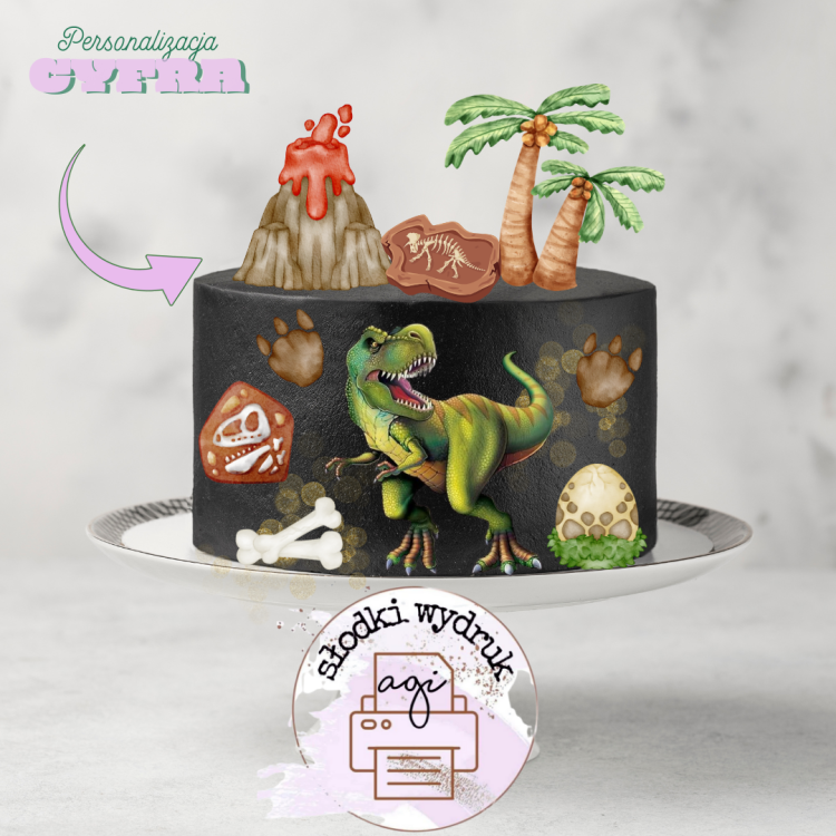 wydruk cukrowy wizualizacja dinozaury