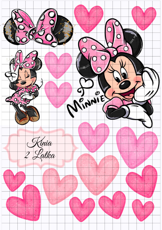 Minnie myszka pink wydruk cukrowy do samodzielnego wycięcia