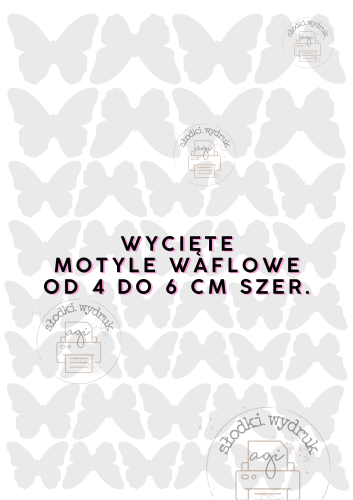 Waflowe motylki od 4 do 6 cm szerokości 41 sztuk.