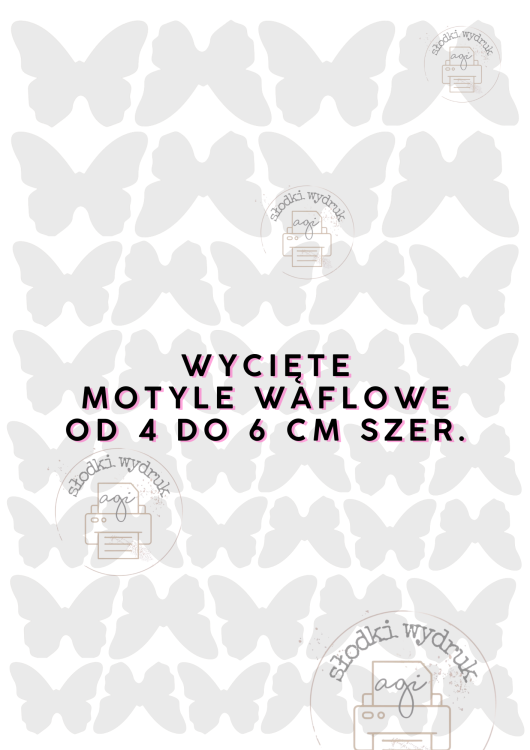 Waflowe motylki od 4 do 6 cm szerokości 41 sztuk.