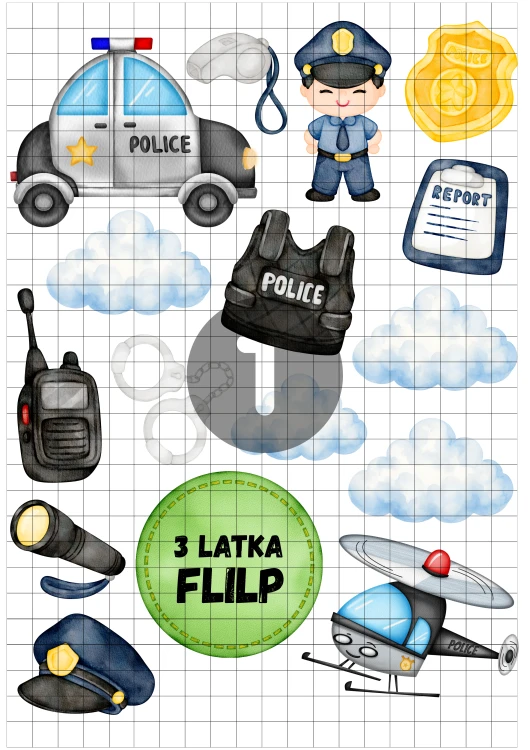 projekt wydruku cukrowego nr 1 policyjne grafiki na formacie a4